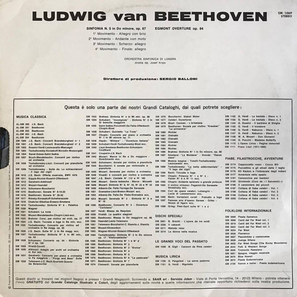 Ludwig Van Beethoven , London Symphony Orchestra , Josef Krips - Sinfonia N°5 Op. 67 | Joker (SM 1069) - 2