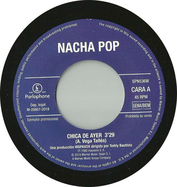 Nacha Pop - Chica De Ayer | Parlophone (SPN536W) - 3
