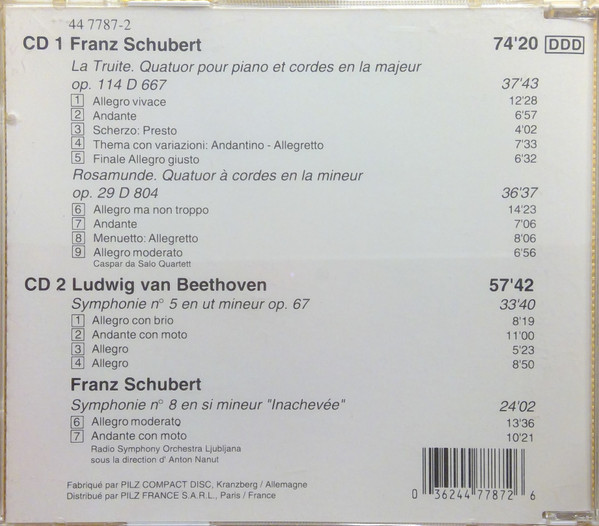 Various - La Truite - Rosamunde / Symphonie N°8 "Inachevée" | Pilz (447787 2) - 2