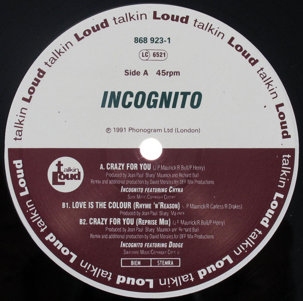 Incognito - Crazy For You | Polydor (868 923-1) - 3