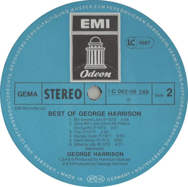 George Harrison - The Best Of George Harrison | Odeon (1 C 062-06 249) - 4 George Harrison - The Best Of George Harrison | Odeon (1 C 062-06 249) - 4