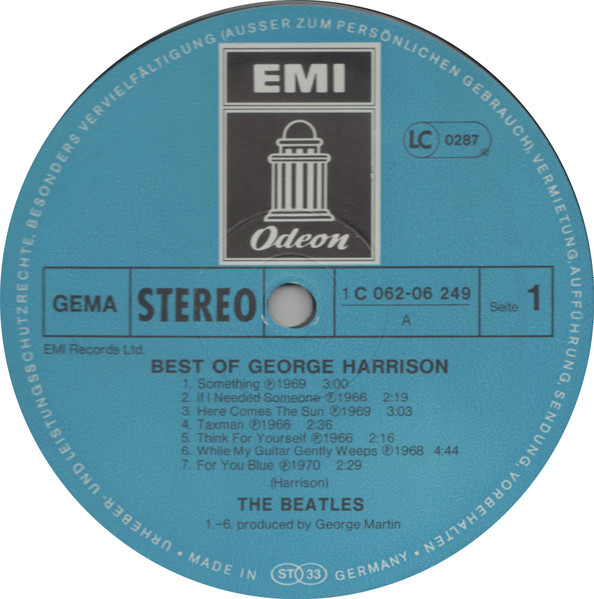 George Harrison - The Best Of George Harrison | Odeon (1 C 062-06 249) - 3 George Harrison - The Best Of George Harrison | Odeon (1 C 062-06 249) - 3