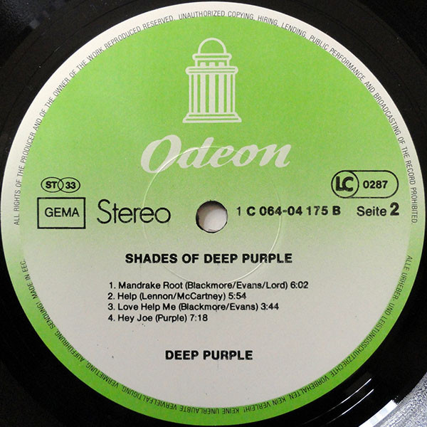 Deep Purple - Shades Of Deep Purple | Odeon (1C 064-04 175) - 4 Deep Purple - Shades Of Deep Purple | Odeon (1C 064-04 175) - 4