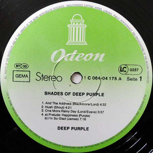 Deep Purple - Shades Of Deep Purple | Odeon (1C 064-04 175) - 3 Deep Purple - Shades Of Deep Purple | Odeon (1C 064-04 175) - 3
