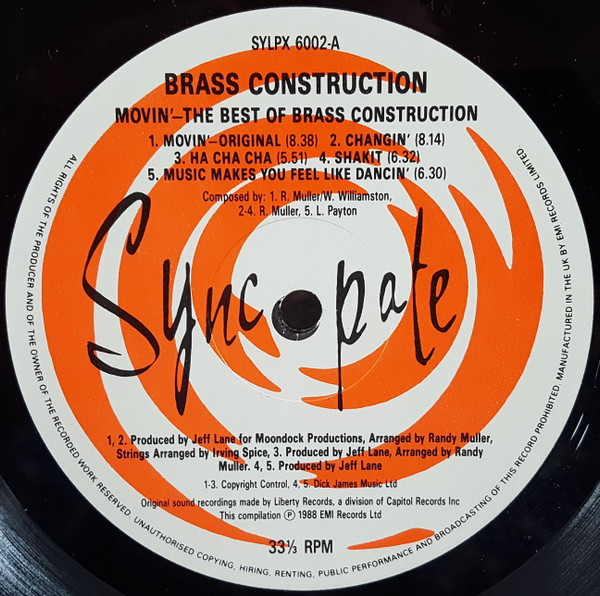 Brass Construction - Movin' The Best Of Brass Construction | Syncopate (SYLPX 6002) - 3