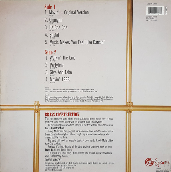 Brass Construction - Movin' The Best Of Brass Construction | Syncopate (SYLPX 6002) - 2