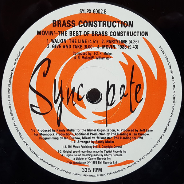 Brass Construction - Movin' The Best Of Brass Construction | Syncopate (SYLPX 6002) - 4