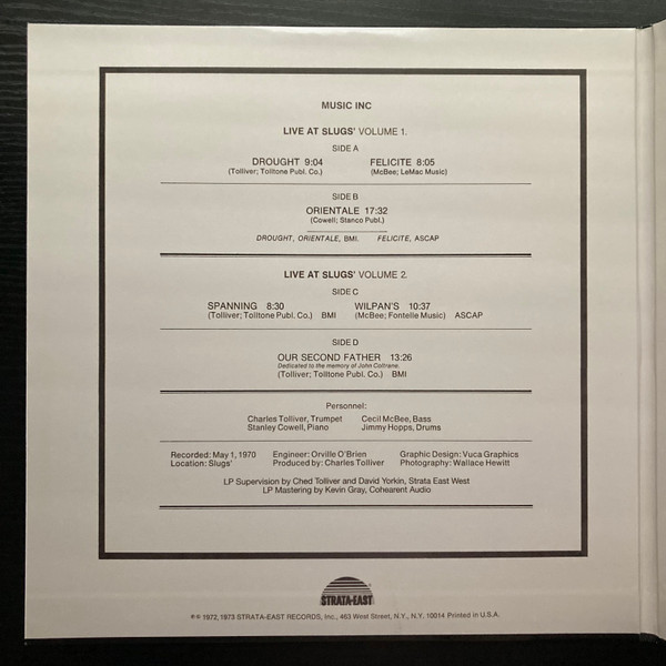 Music Inc - Live At Slugs' I & II | Strata-East (SES-1972-25LP) - 3