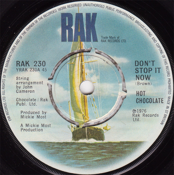 Hot Chocolate - Don't Stop It Now | RAK (RAK 230) - main