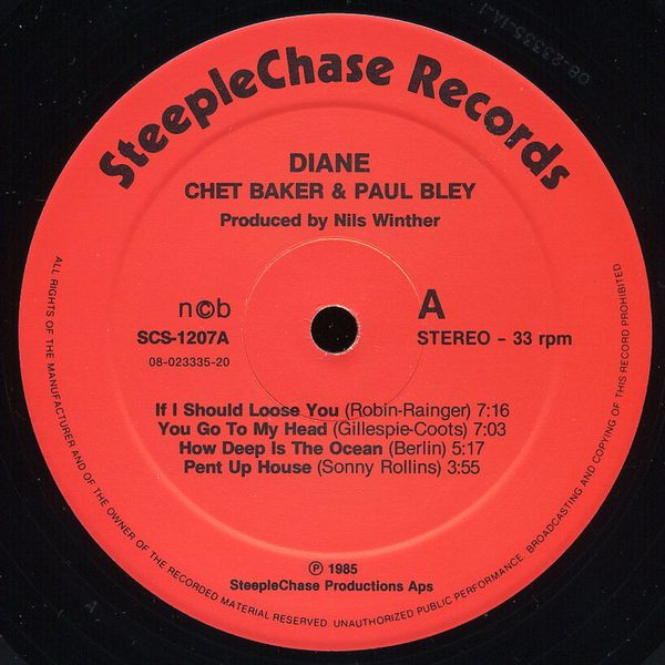 Chet Baker & Paul Bley - Diane | SteepleChase (SCS 1207) - 3 Chet Baker & Paul Bley - Diane | SteepleChase (SCS 1207) - 3