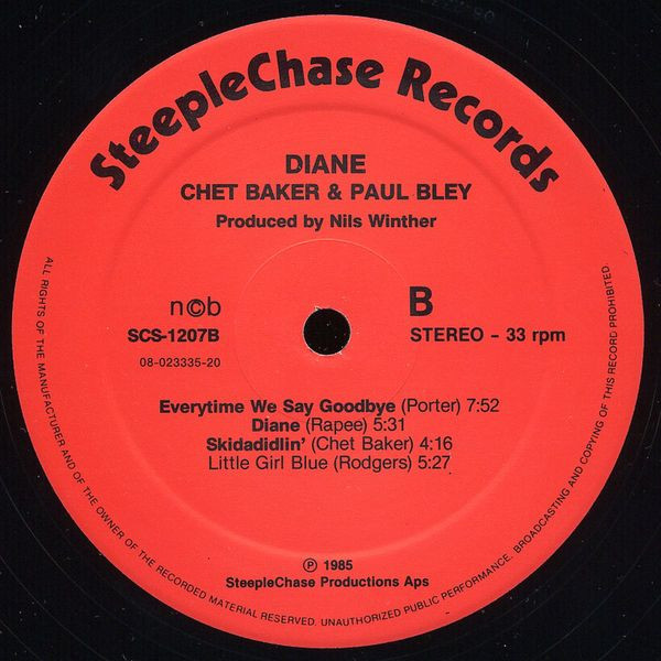 Chet Baker & Paul Bley - Diane | SteepleChase (SCS 1207) - 4 Chet Baker & Paul Bley - Diane | SteepleChase (SCS 1207) - 4