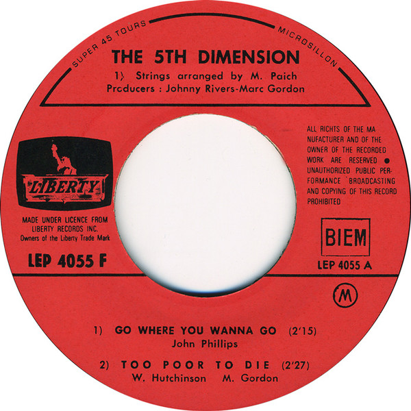The Fifth Dimension - Go Where You Wanna Go | Liberty (LEP 4055 F) - 3 The Fifth Dimension - Go Where You Wanna Go | Liberty (LEP 4055 F) - 3