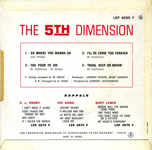 The Fifth Dimension - Go Where You Wanna Go | Liberty (LEP 4055 F) - 2 The Fifth Dimension - Go Where You Wanna Go | Liberty (LEP 4055 F) - 2