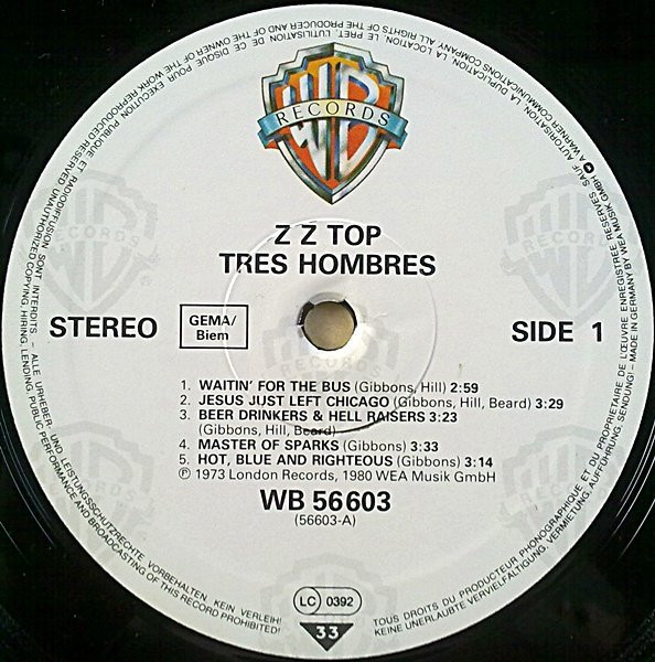 ZZ Top - Tres Hombres | Warner Bros. Records (WB 56 603) - 3