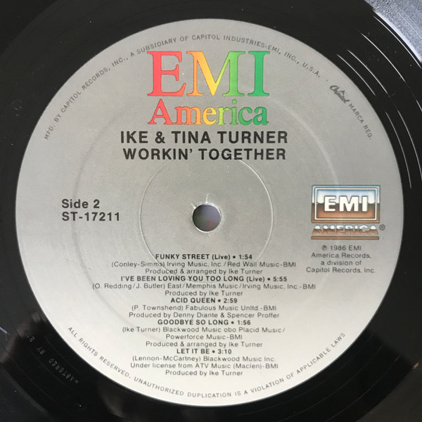 Ike & Tina Turner - Workin' Together (The Best Of The Rest) | EMI America (ST-17211) - 3