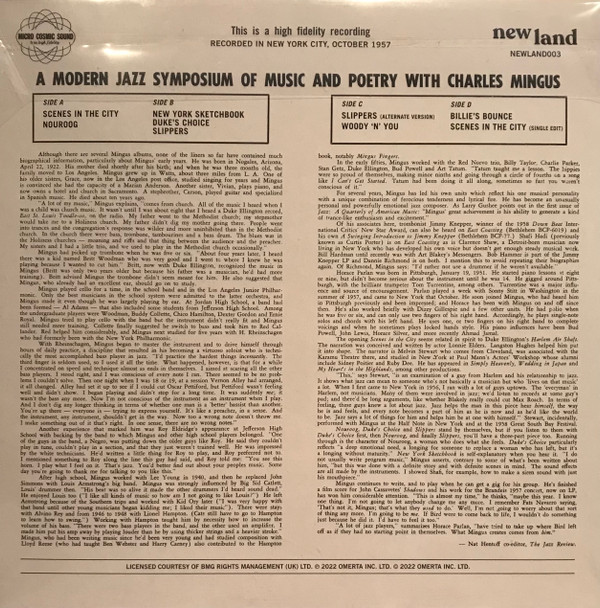 Charles Mingus - A Modern Jazz Symposium Of Music And Poetry | New Land (NEWLAND003) - 2