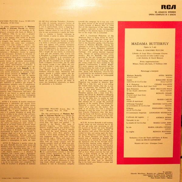 Giacomo Puccini - Anna Moffo , Rosalind Elias , Cesare Valletti , Renato Cesari , Erich Leinsdorf , Orchestra Del Teatro Dell'Opera Di Roma E Coro Del Teatro Dell'Opera Di Roma - Madama Butterfly | RCA Victrola (VL 43542 (3)) - 2 Giacomo Puccini - Anna Moffo , Rosalind Elias , Cesare Valletti , Renato Cesari , Erich Leinsdorf , Orchestra Del Teatro Dell'Opera Di Roma E Coro Del Teatro Dell'Opera Di Roma - Madama Butterfly | RCA Victrola (VL 43542 (3)) - 2