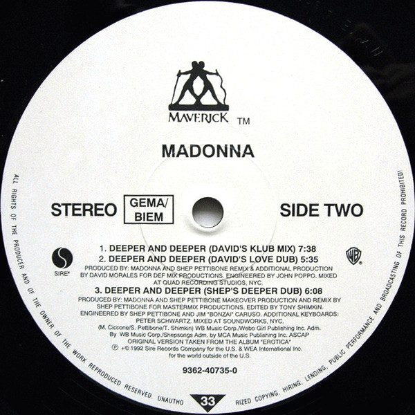 Madonna - Deeper And Deeper | Maverick (9362 40735 0) - 4