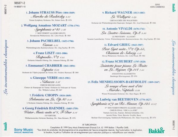 Various - Les Incontournables Classiques | Sony Music Special Marketing (985871-2) - 2