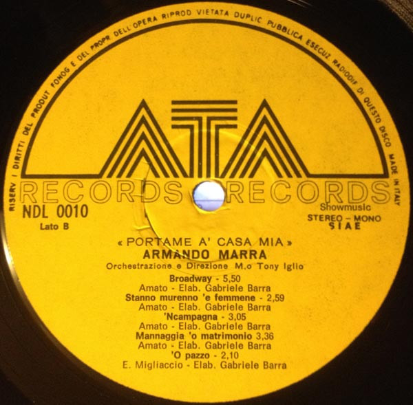 Armando Marra - Portame A' Casa Mia | ATA Records (NDL 0010) - 4