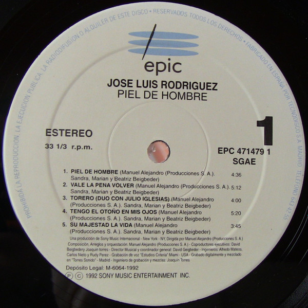 José Luis Rodríguez - Piel De Hombre | Epic (EPC 471479 1) - 3