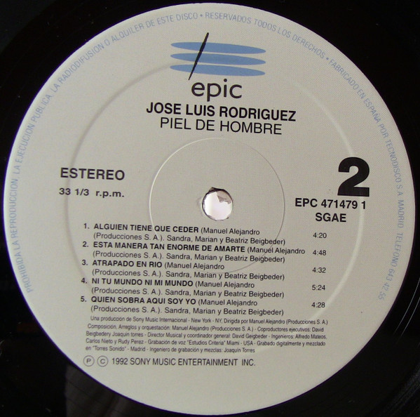 José Luis Rodríguez - Piel De Hombre | Epic (EPC 471479 1) - 4