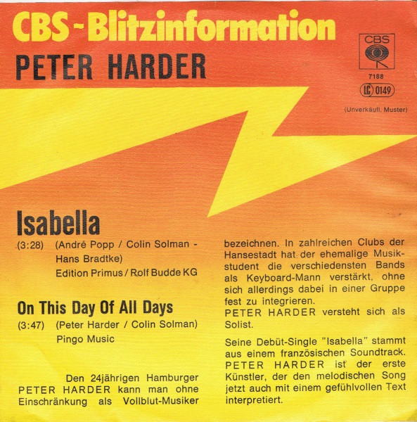 Peter Harder - Isabella | CBS (CBS S 7188) - 2