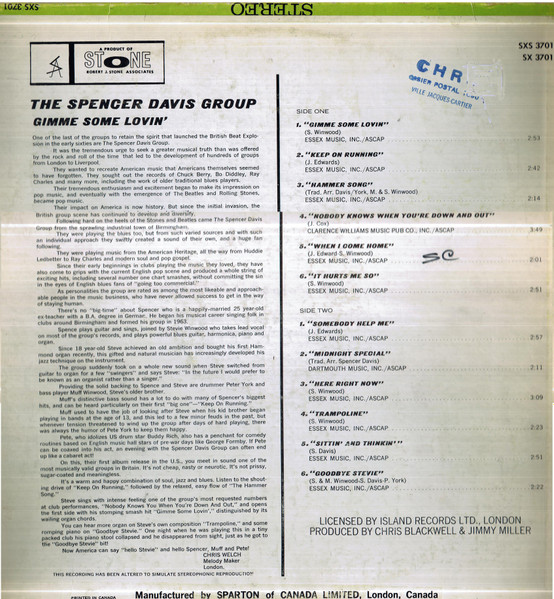 The Spencer Davis Group - Gimme Some Lovin' | Stone Records (SX-3701) - 2 The Spencer Davis Group - Gimme Some Lovin' | Stone Records (SX-3701) - 2