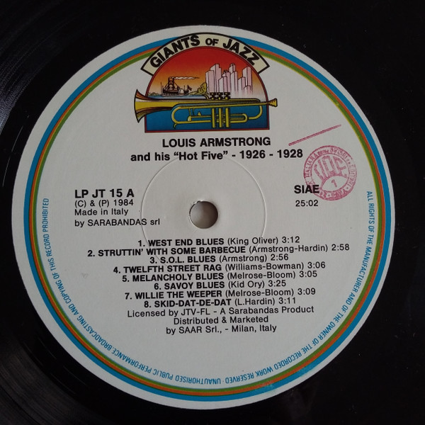 Louis Armstrong & His Hot Five & Louis Armstrong & His Hot Seven - 1926 - 1928 | Giants Of Jazz (LP JT 15) - 3