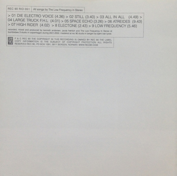 The Low Frequency In Stereo - The Low Frequency In Stereo | Rec90 (RID 051) - 2 The Low Frequency In Stereo - The Low Frequency In Stereo | Rec90 (RID 051) - 2