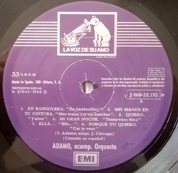 Adamo - Canta En Español | La Voz De Su Amo (1 J 060-23192 M) - 3 Adamo - Canta En Español | La Voz De Su Amo (1 J 060-23192 M) - 3