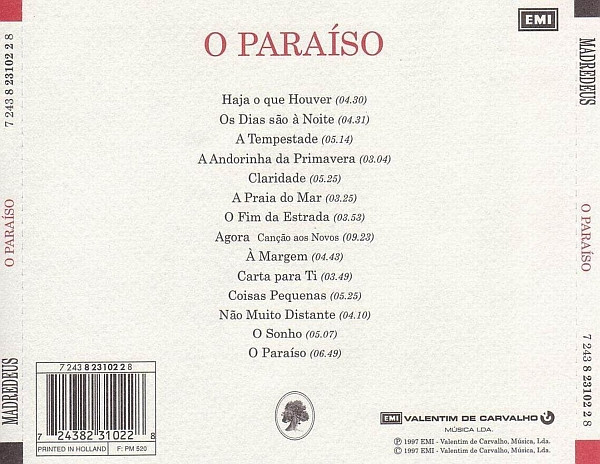 Madredeus - O Paraíso | EMI (7243 823102 2 8) - 3 Madredeus - O Paraíso | EMI (7243 823102 2 8) - 3
