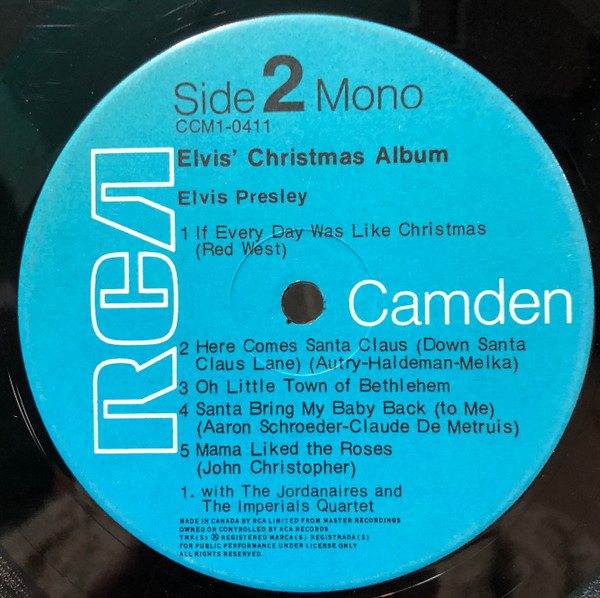 Elvis Presley - Elvis' Christmas Album | RCA Camden (CCM1-0411) - 4 Elvis Presley - Elvis' Christmas Album | RCA Camden (CCM1-0411) - 4