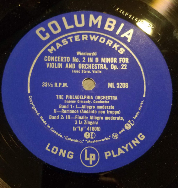 Henryk Wieniawski , Camille Saint-Saëns , Maurice Ravel , Isaac Stern , The Philadelphia Orchestra , Eugene Ormandy - Violin Concerto No. 2 In D Minor For Violin And Orchestra, Op. 22 / Introduction And Rondo Capriccioso, Op. 28 / Tzigane (Rhapsodie De Concert) | Columbia Masterworks (ML 5208) - 3
