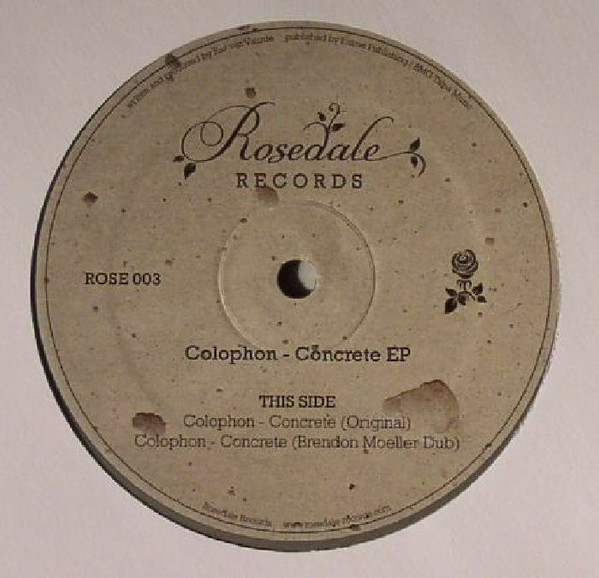 Colophon - Concrete EP | Rosedale Records (ROSE003)