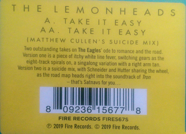 The Lemonheads - Take It Easy 7" | Fire Records (FIRE567S) - 3 The Lemonheads - Take It Easy 7" | Fire Records (FIRE567S) - 3
