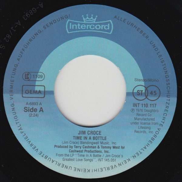 Jim Croce - Time In A Bottle / Bad, Bad Leroy Brown | Intercord (INT 110.117) - 3