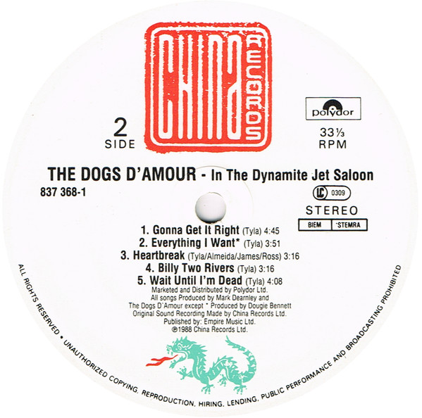 The Dogs D'Amour - In The Dynamite Jet Saloon | China Records (837 368-1) - 4