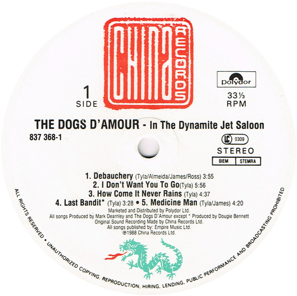 The Dogs D'Amour - In The Dynamite Jet Saloon | China Records (837 368-1) - 3