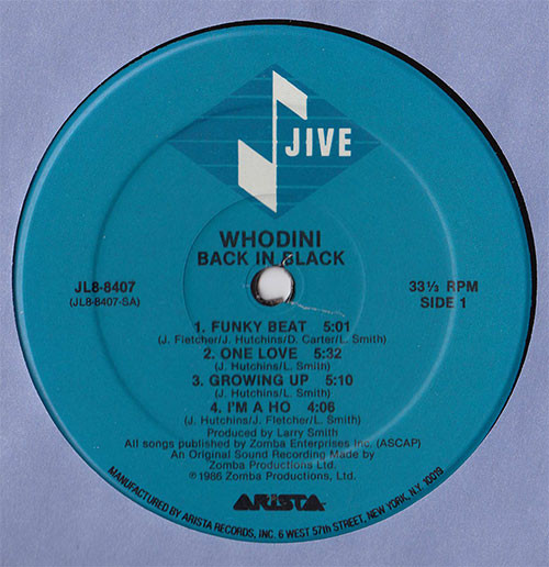 Whodini - Back In Black | Jive (JL8-8407) - 3