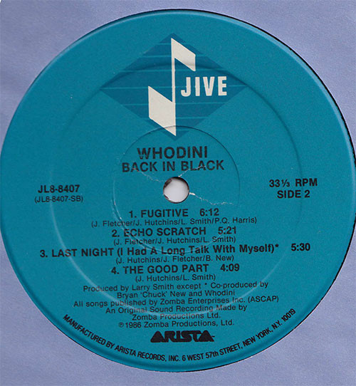 Whodini - Back In Black | Jive (JL8-8407) - 4