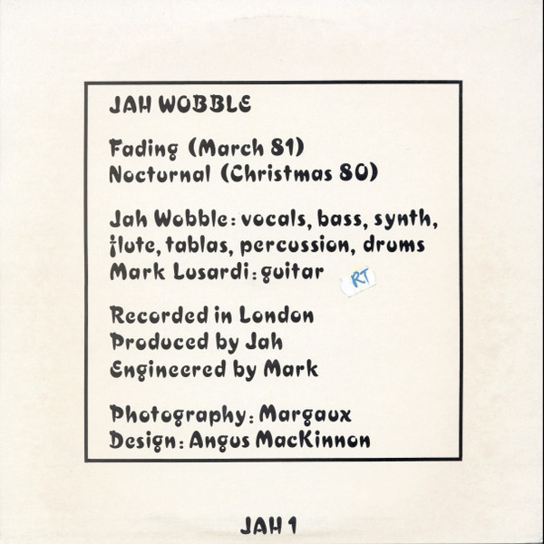 Jah Wobble - Fading : Nocturnal | Lago Records (UK) (JAH 1) - 2 Jah Wobble - Fading : Nocturnal | Lago Records (UK) (JAH 1) - 2