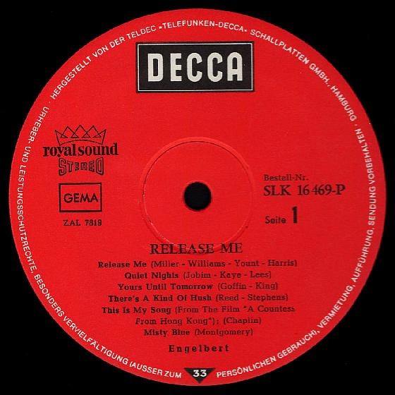 Engelbert Humperdinck - Release Me | Decca (SLK 16 469-P) - 3 Engelbert Humperdinck - Release Me | Decca (SLK 16 469-P) - 3