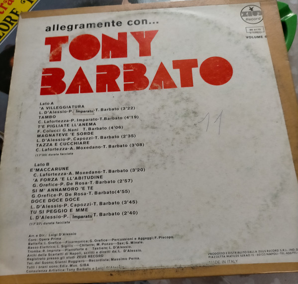 Tony Barbato - Allegramente Con... | Zeus Record (BE 0173) - 2 Tony Barbato - Allegramente Con... | Zeus Record (BE 0173) - 2
