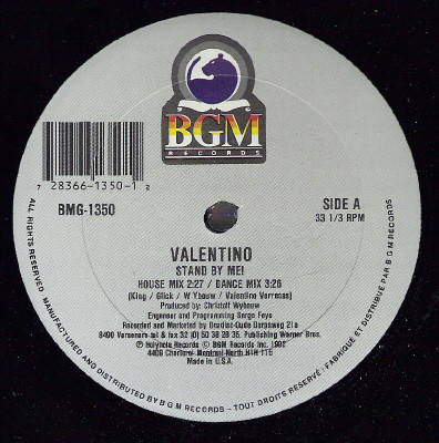 Frank Valentino - Stand By Me! / I'm In XTC | BGM Records (BMG-1350)