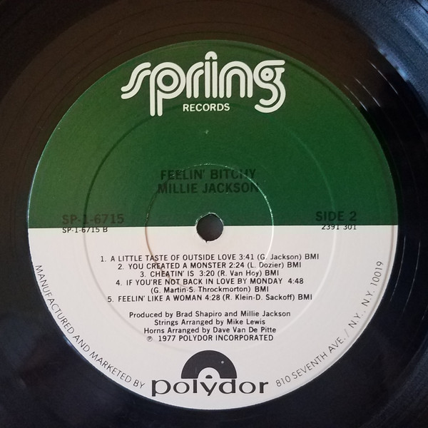 Millie Jackson - Feelin' Bitchy | Spring Records (SP-1-6715) - 4 Millie Jackson - Feelin' Bitchy | Spring Records (SP-1-6715) - 4