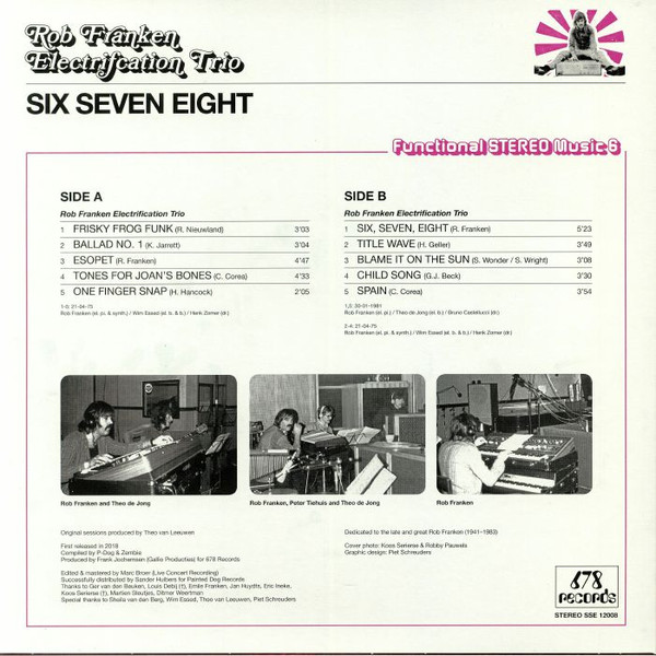 Rob Franken Electrification Trio - Six Seven Eight | 678 Records (SSE 12008) - 2