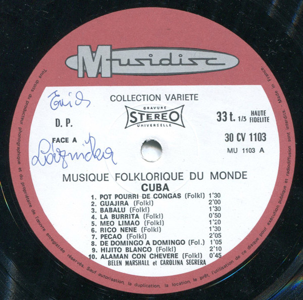 Belen Marshall Et Carolina Segrera - Cuba | Musidisc (30 CV 1103) - 2