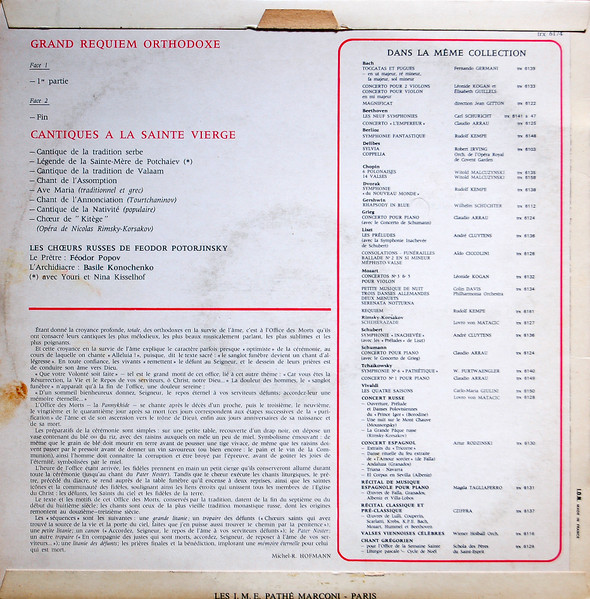 Feodor Potorjinsky's Russian Choir - Grand Requiem Orthodoxe - Cantiques A La Sainte Vierge | Trianon (TRX 6174) - 2 Feodor Potorjinsky's Russian Choir - Grand Requiem Orthodoxe - Cantiques A La Sainte Vierge | Trianon (TRX 6174) - 2