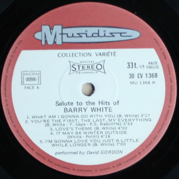 David Gordon - Salute To The Hits Of Barry White | Musidisc (30 CV 1368) - 3